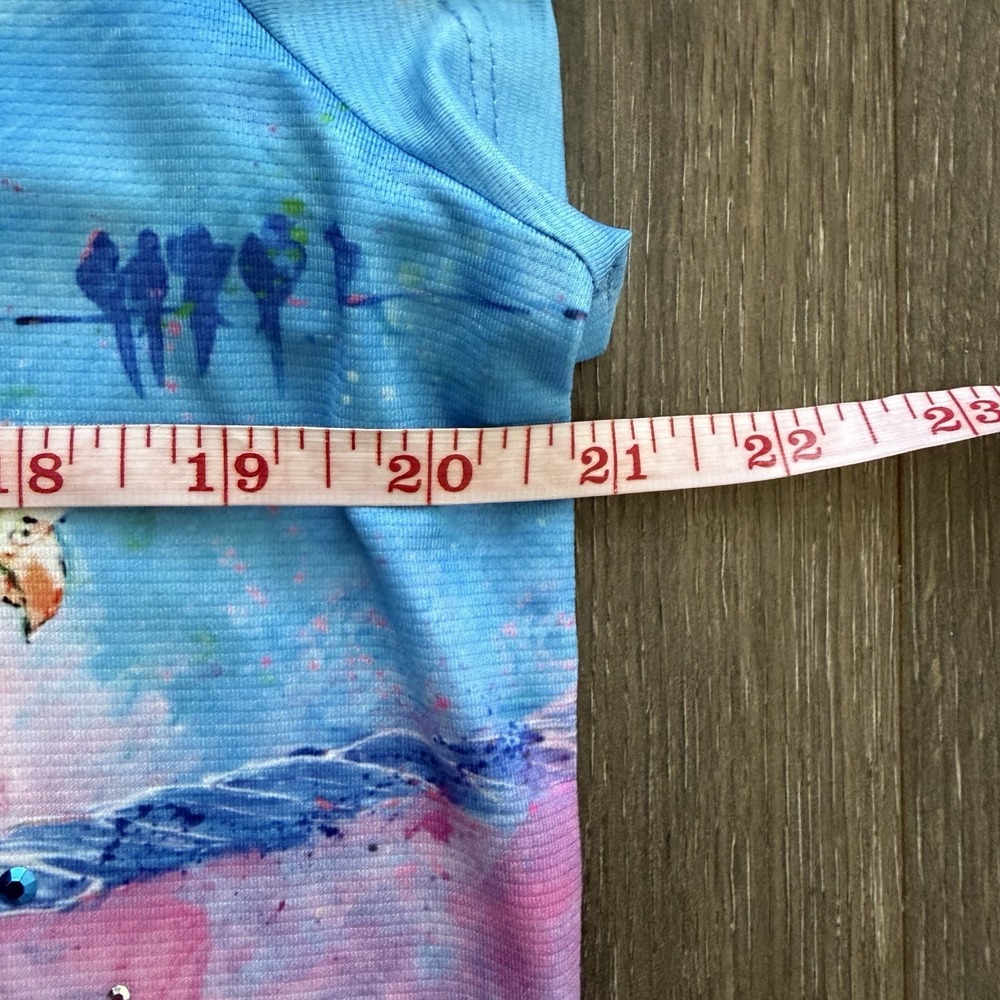 Leoma Lovegrove Dress Large Pullover Tropical Birds Parakeet Resort Artsy Travel - Picture 9 of 11
